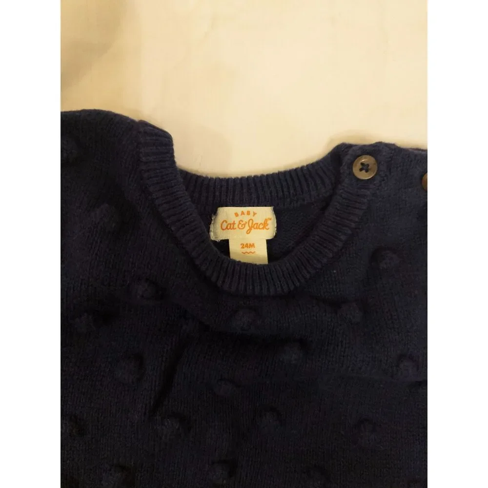 Cat & Jack navy‎ onesie sweater size 24m